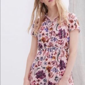 JCrew pink floral midi dress, size medium